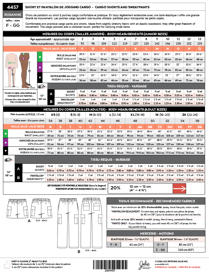Jalie - 4457 - Roxanne Cargo Pants & Shorts