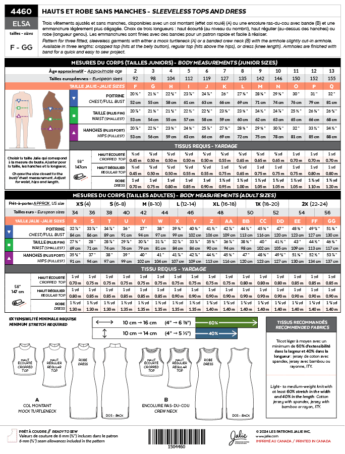 Jalie - 4460 - Elsa Sleeveless Top & Dress