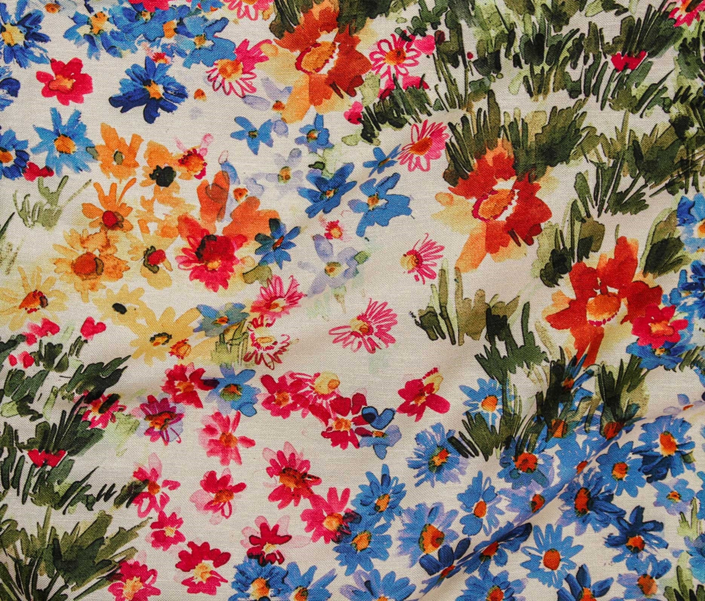 Digitally Printed Linen & Viscose Slub - Floral Multicolour