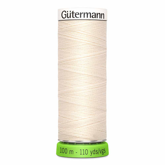 Gütermann rPet (100% Recycled) Sew-All Thread 100m - Col. 802 - Eggshell