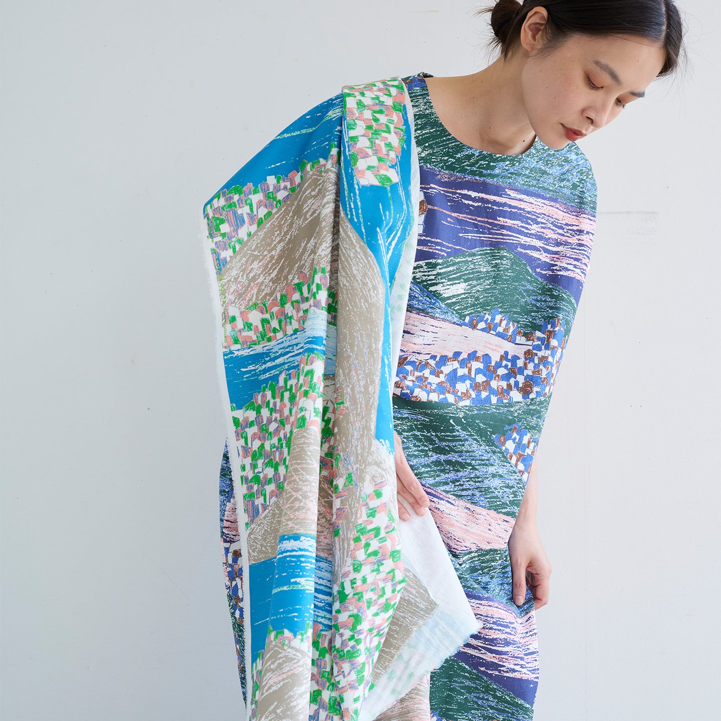 Keshiki - Lake & City - 2A - Cotton Viyella Twill Fabric