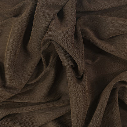 Stretch Polyester Herringbone Twill - Brown/Black  - Deadstock