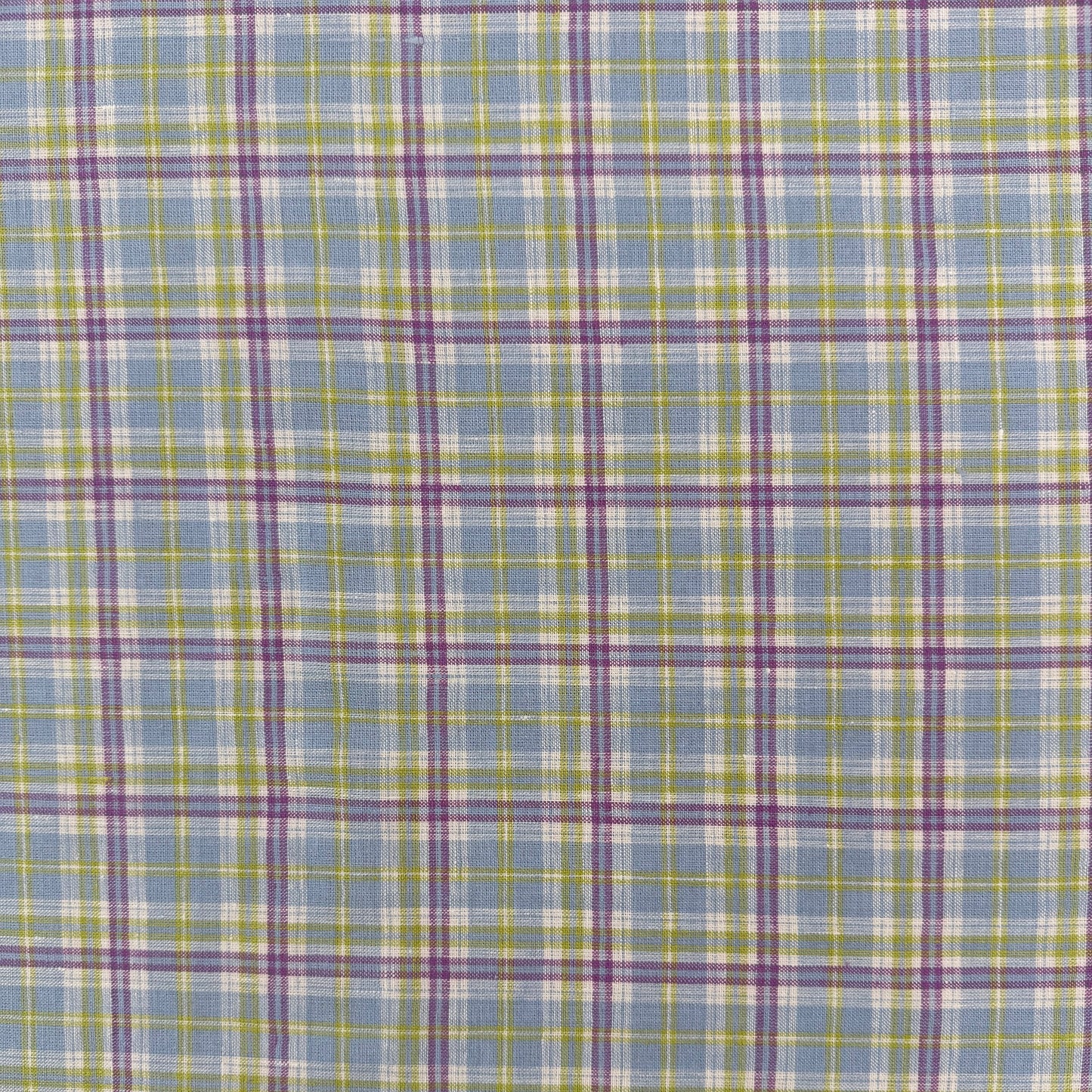 Yarn Dyed European Linen Plaid - Green, Purple & Blue Check