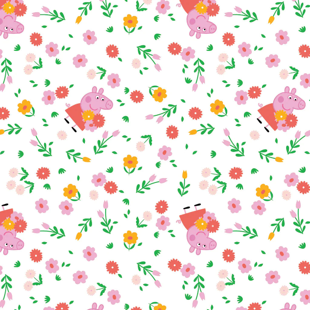 Peppa Bunches of Flowers - White - Cotton FLANNEL Fabric