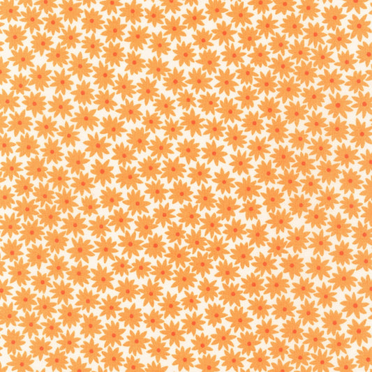9" Remnant - Sunroom - Orange Flowers - Cotton Fabric