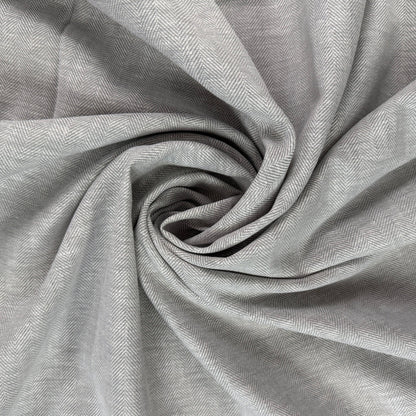 Yarn Dyed Linen Cotton Herringbone - Light Grey