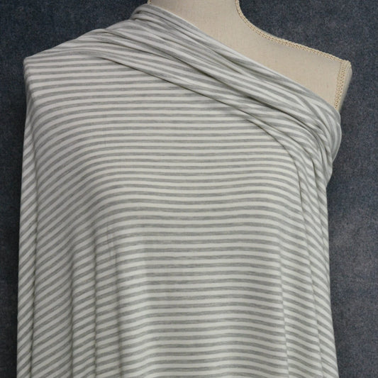 Bamboo Cotton Jersey - Light Grey/Ivory Stripes 4mm