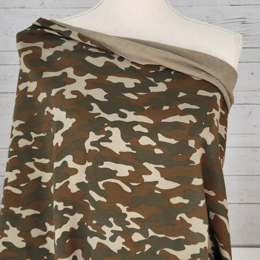 Bamboo Cotton French Terry - Olive Camo