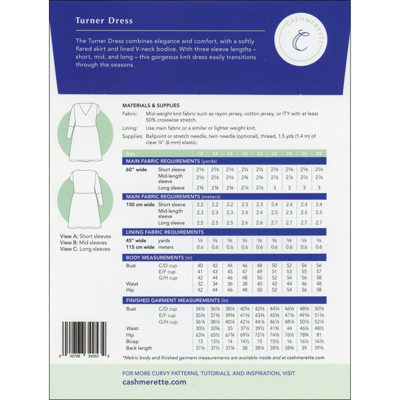 Turner Dress - sizes 12-28  - By Cashmerette