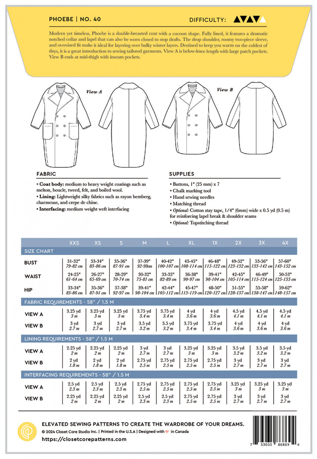 Phoebe Coat - By Closet Core Patterns