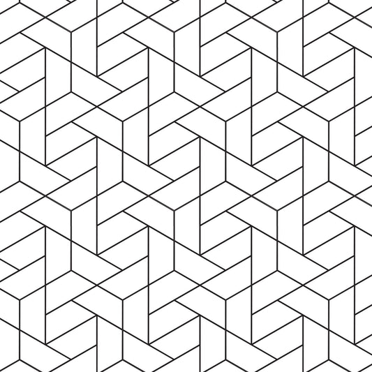 Woven Cotton Fabric - Black Tiled on White