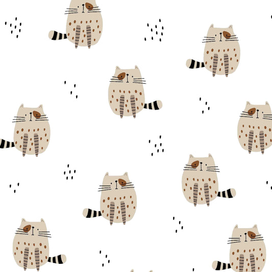 Cozy Cats - GOTS Certified Organic Cotton - Stretch Brushed Sweatshirt Fleece Knit