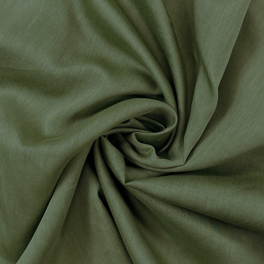 Silk Cotton Voile - Deadstock - Olive Green - 10mm