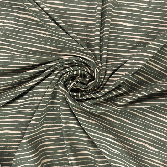Cotton Jersey Knit - Army Green Stripe