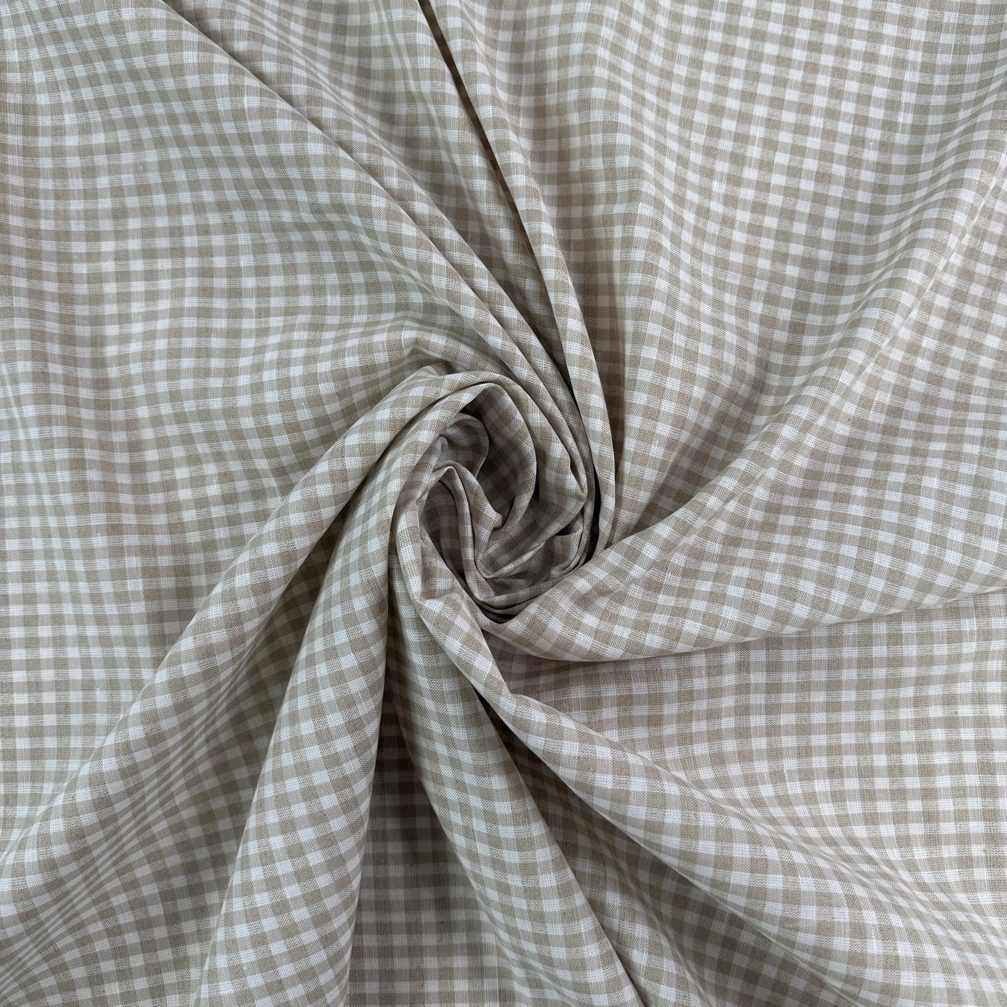 Linen Cotton Gingham - Beige & White