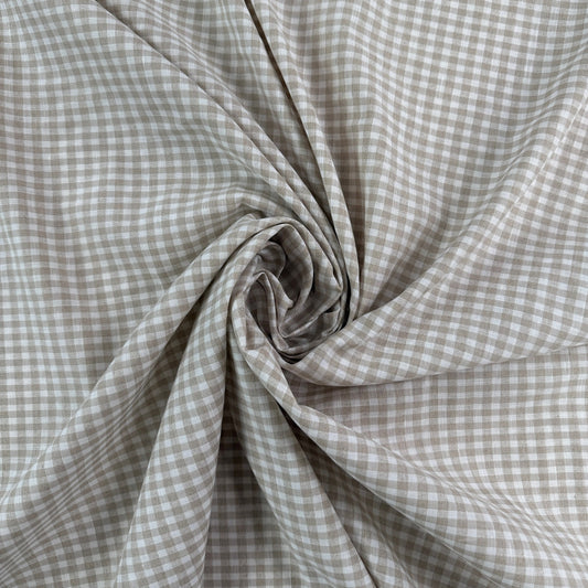 Linen Cotton Gingham - Beige & White