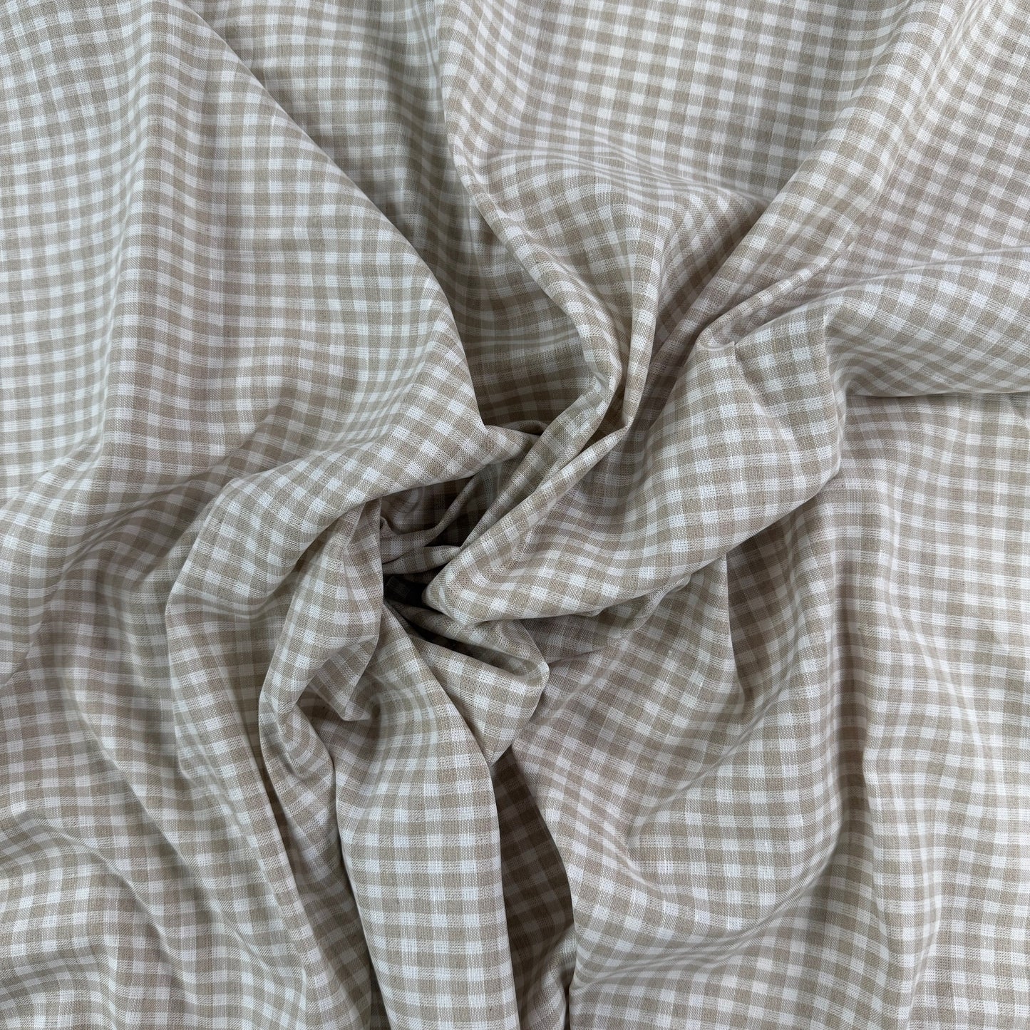Linen Cotton Gingham - Beige & White
