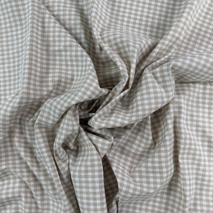 Linen Cotton Gingham - Beige & White