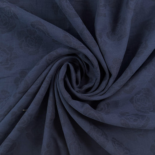 Linen Cotton Jacquard - Navy