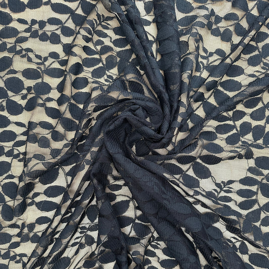 Black Floral Lace - Vines - Cotton & Nylon