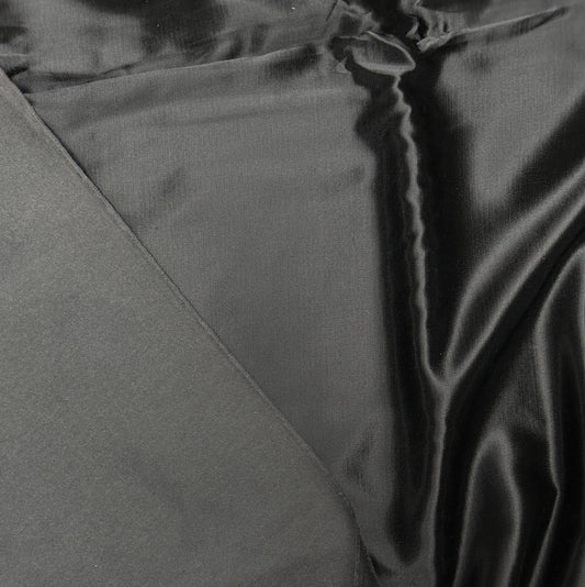 Kasha Lining  Cotton Flannel Backed Satin Coat Lining - Black