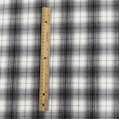 Yarn Dyed Plaid Cotton Flannel - Black & White - Film Studio Deadstock