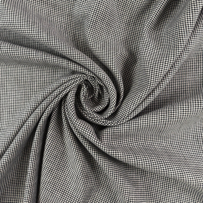 Yarn Dyed Linen Cotton Houndstooth - Black & Ivory - Designer Deadstock