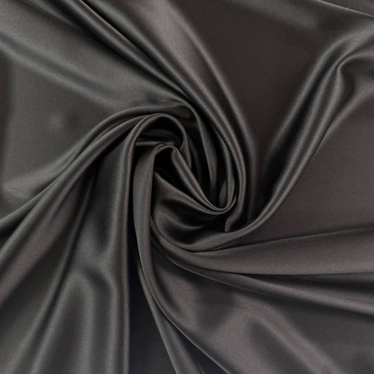 Viscose Acetate Stretch Satin - Black - Designer Deadstock