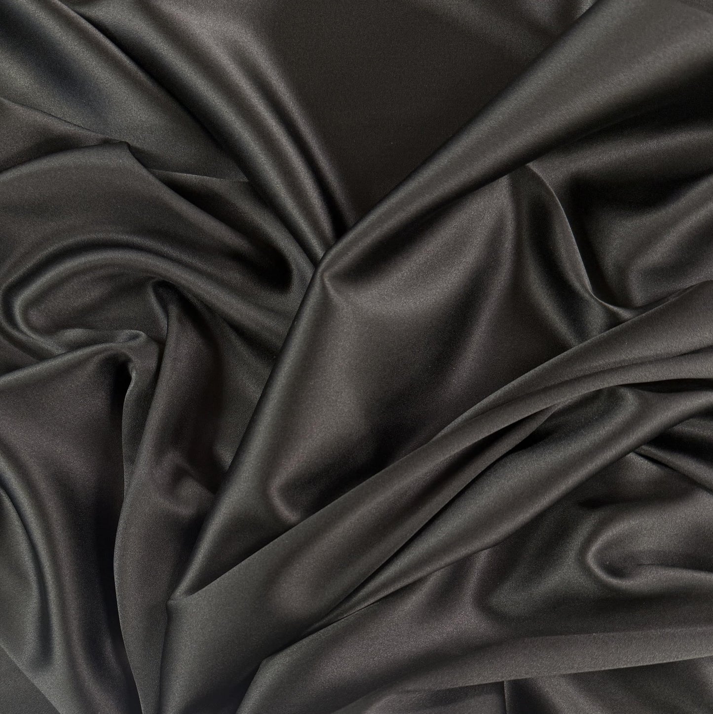 Viscose Acetate Stretch Satin - Black - Designer Deadstock