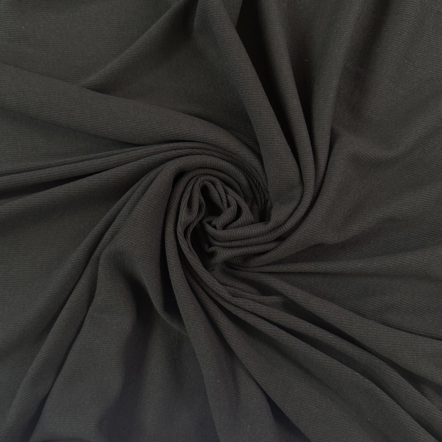 Cotton Tencel 2x2 Rib Knit - Black - Designer Deadstock