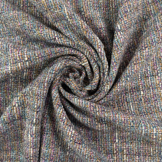 Textured Cotton Tweed Coating - Rainbow - Designer Deadstock