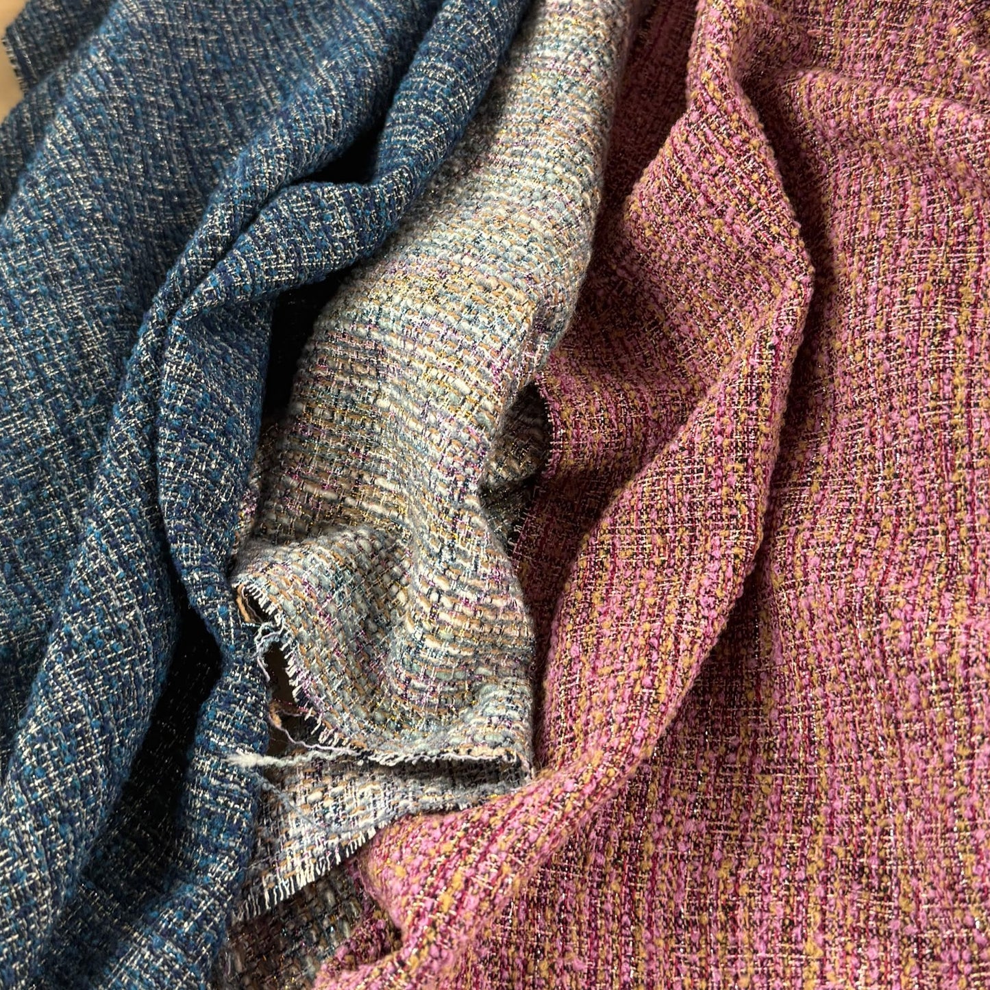 Textured Cotton Tweed Coating - Rainbow - Designer Deadstock