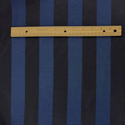 Yarn Dyed Wool Viscose Stripe - Black & Blue - Film Studio Deadstock