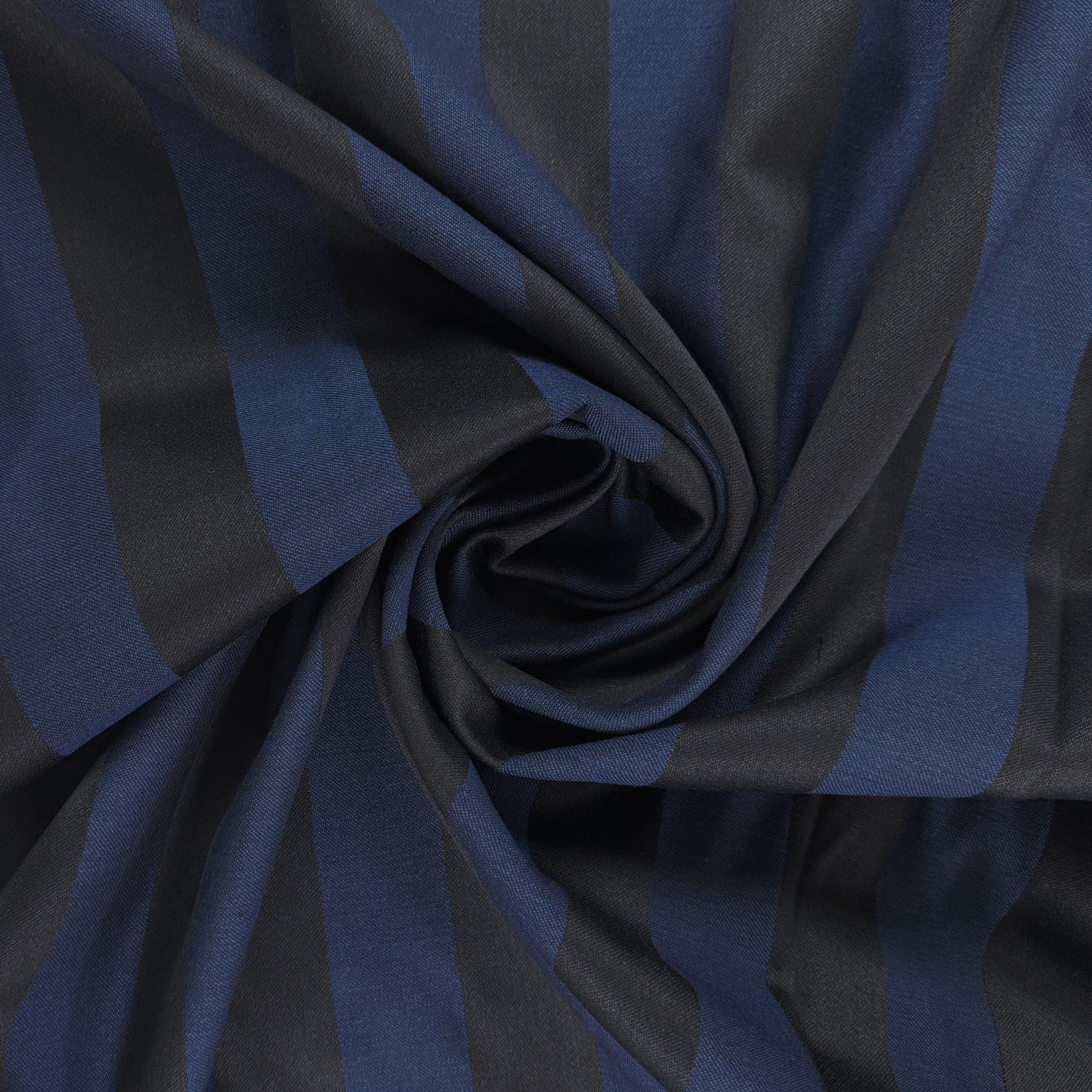 Yarn Dyed Wool Viscose Stripe - Black & Blue - Film Studio Deadstock