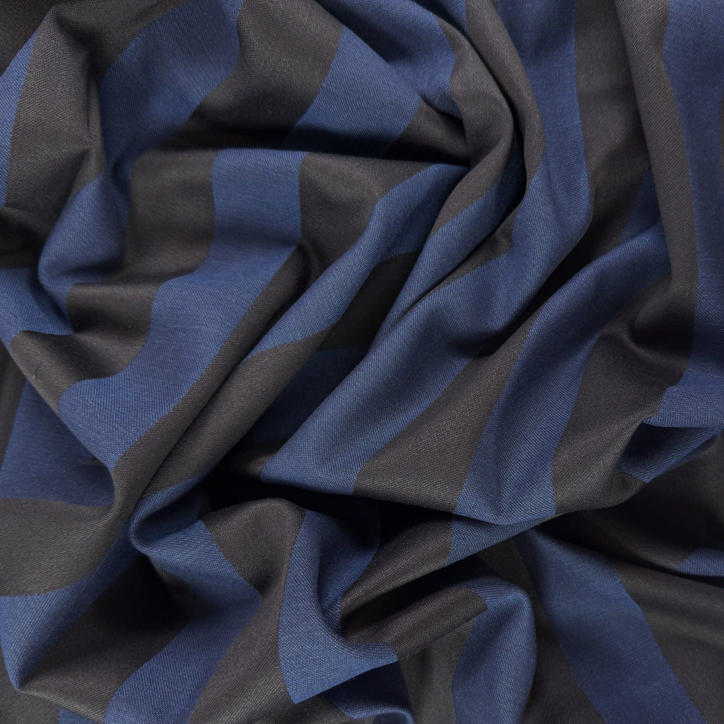 Yarn Dyed Wool Viscose Stripe - Black & Blue - Film Studio Deadstock