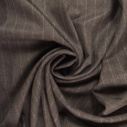 Wool Twill Suiting - Brown Stripe - Film Studio Deadstock