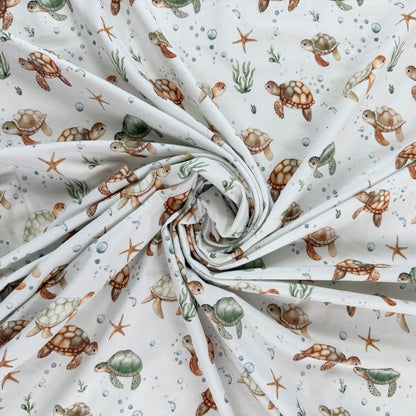 Digitally Printed Cotton Jersey Knit - Sea Turtles