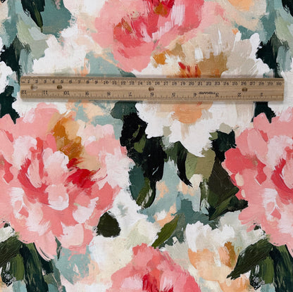 Digitally Printed Cotton Jersey Knit - Large Watercolour Florals