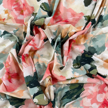 Digitally Printed Cotton Jersey Knit - Large Watercolour Florals