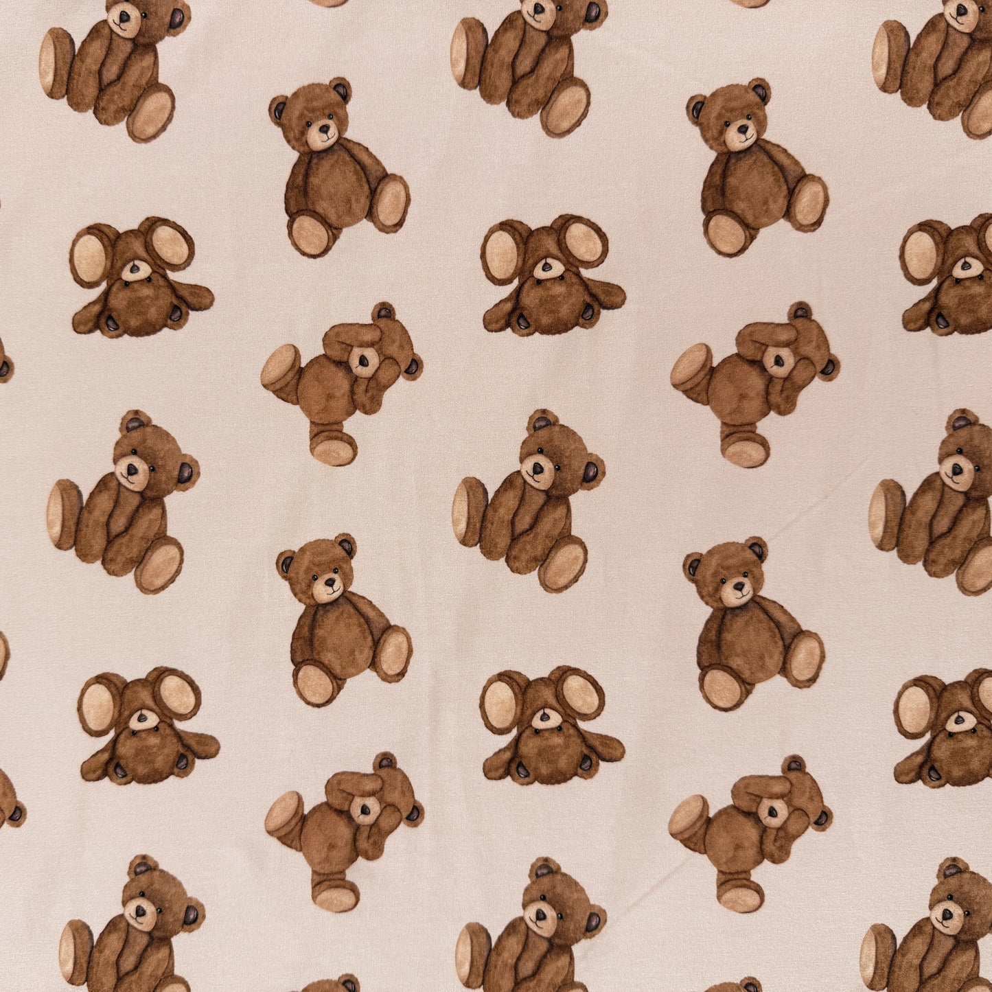 Digitally Printed Watercolor Cotton Jersey Knit - Teddy Bear