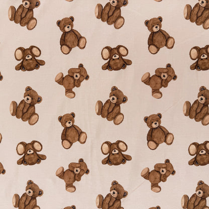 Digitally Printed Watercolor Cotton Jersey Knit - Teddy Bear