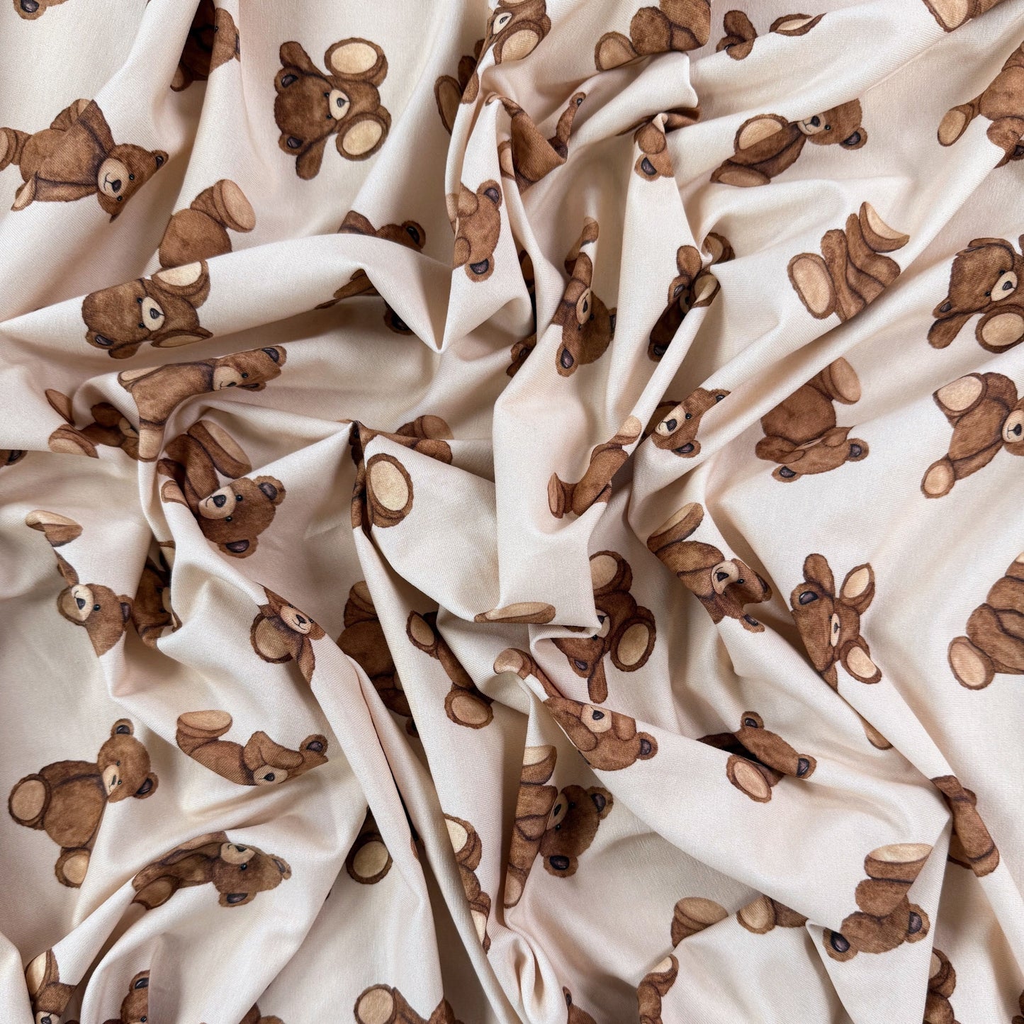 Digitally Printed Watercolor Cotton Jersey Knit - Teddy Bear