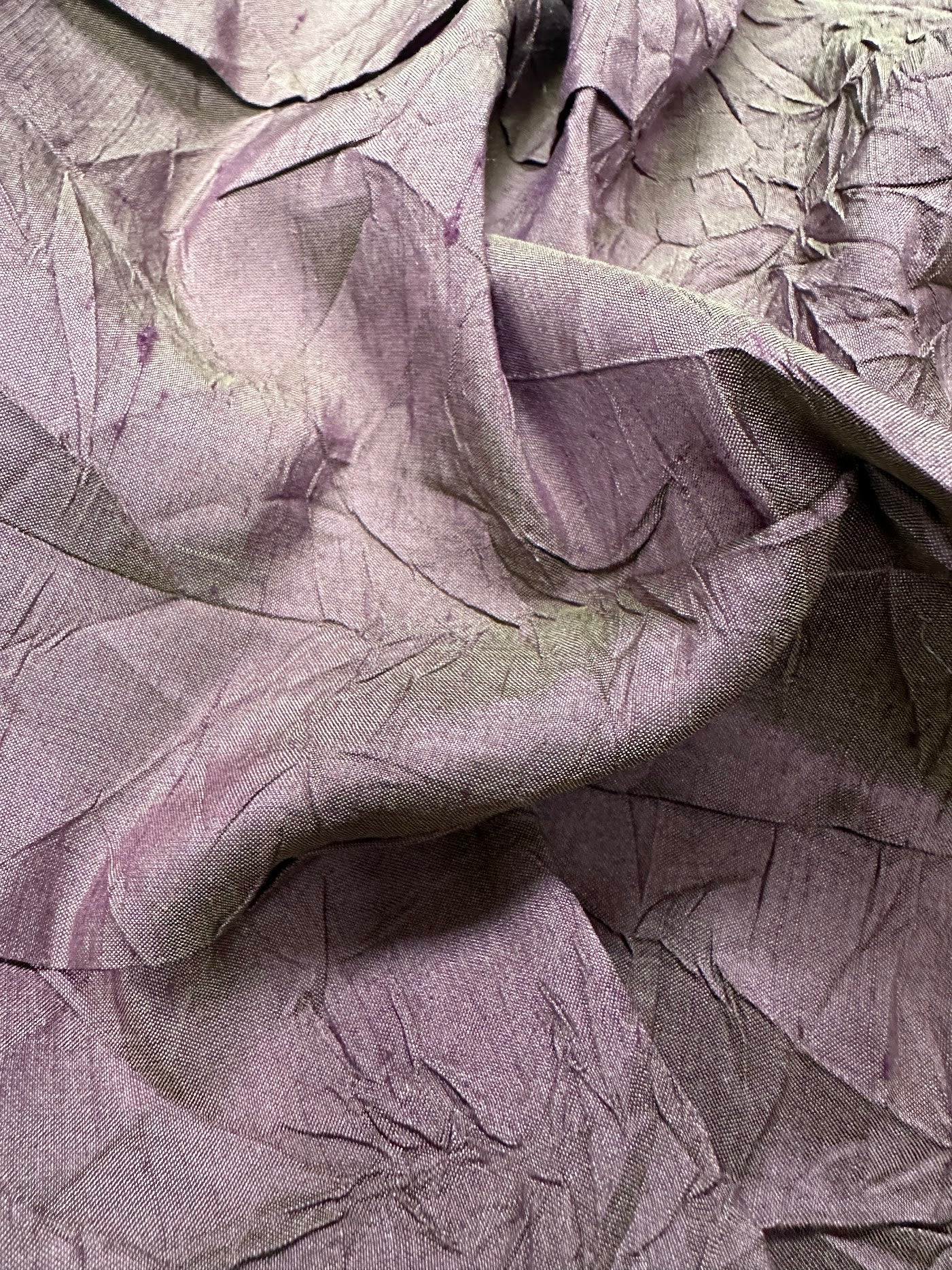 Crushed Silk Taffeta - Silk - Iridescent Purple Multi - Deadstock