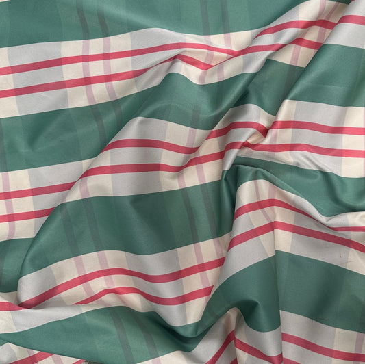 Green and Red Plaid Polyester Taffeta - Deadstock