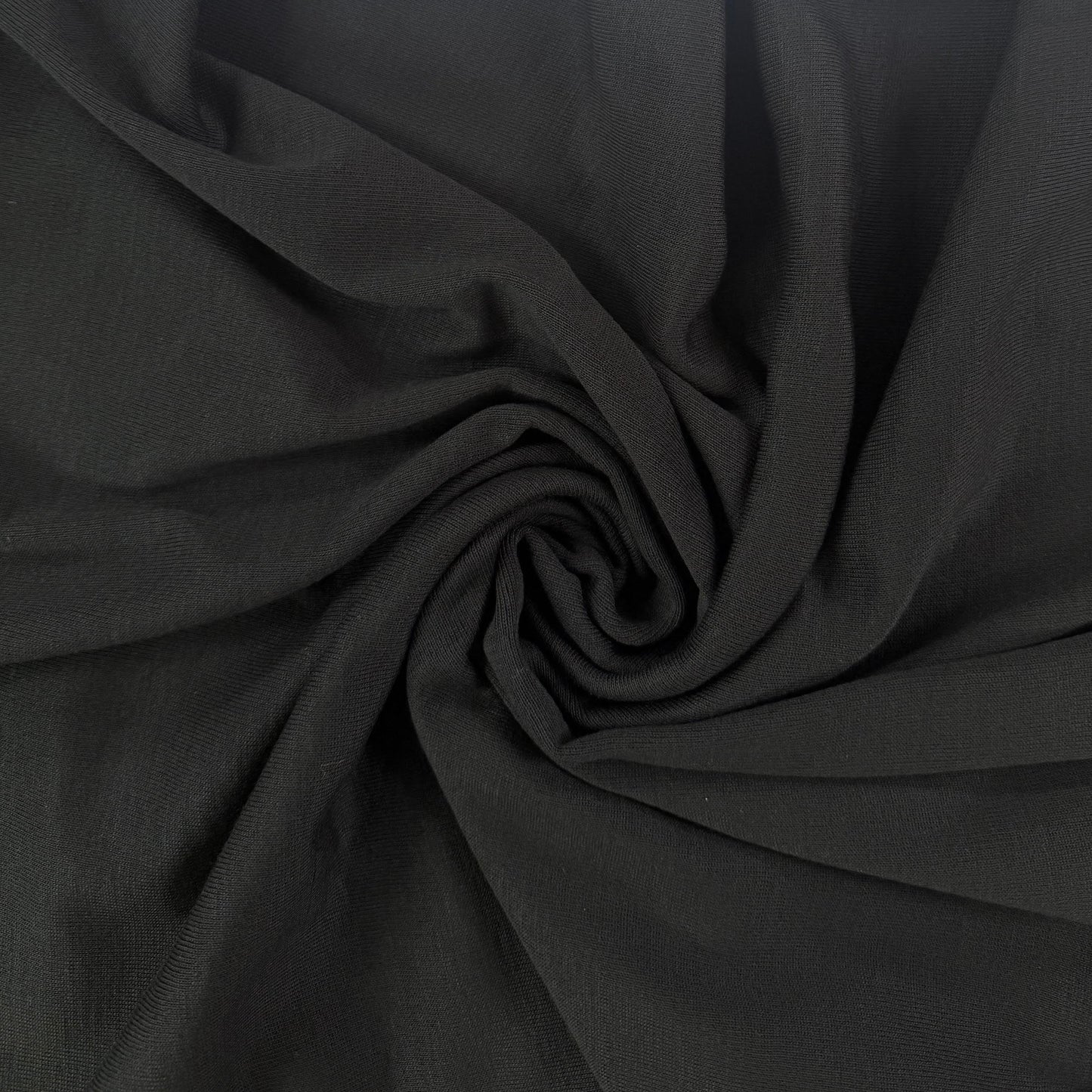 Rayon Polyester Rib Knit - Black - Deadstock