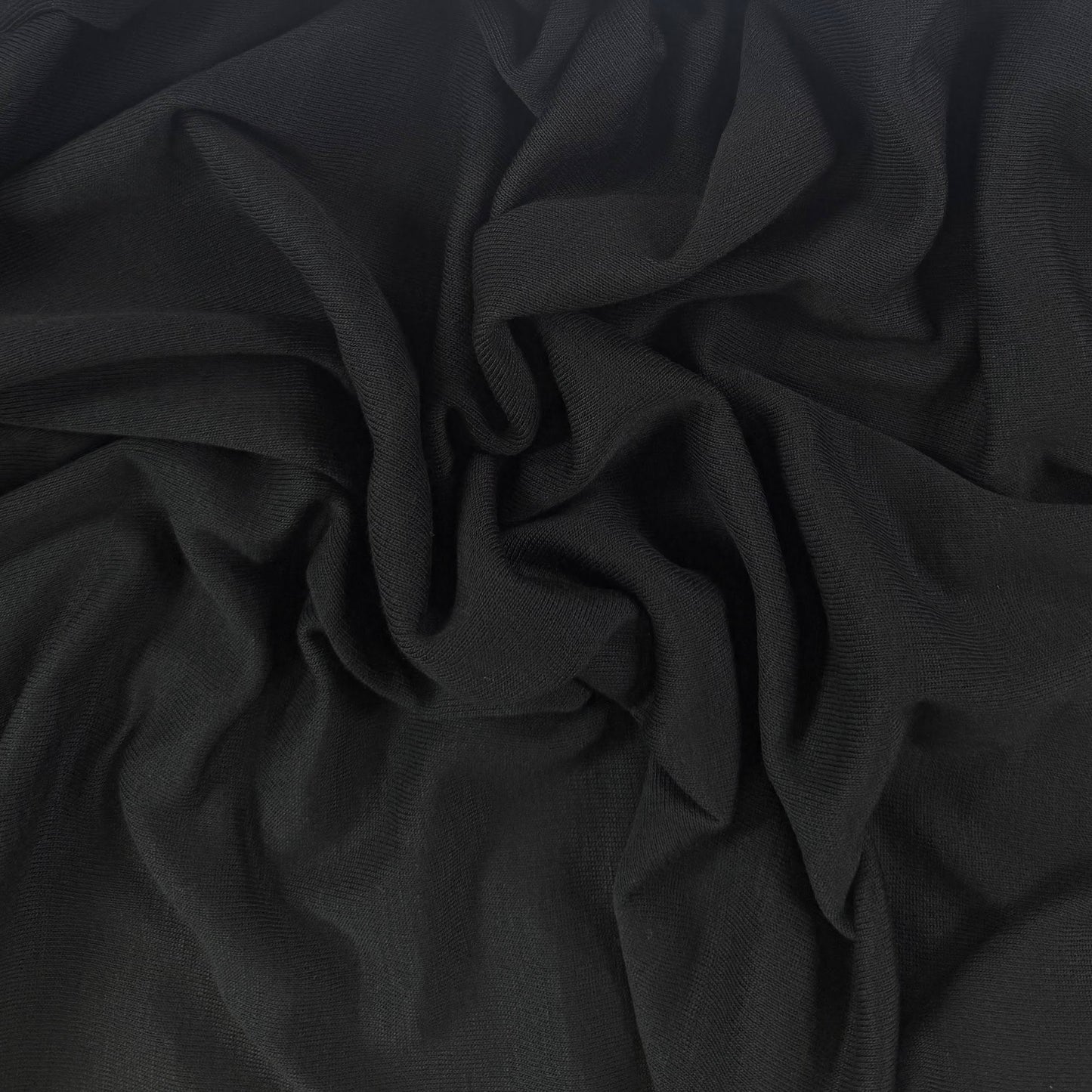 Rayon Polyester Rib Knit - Black - Deadstock
