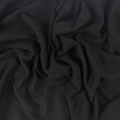 Rayon Polyester Rib Knit - Black - Deadstock