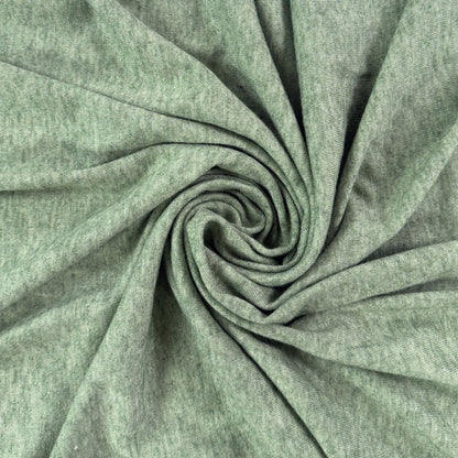 Rayon Cotton Sweater Knit  - Heathered Green - Deadstock