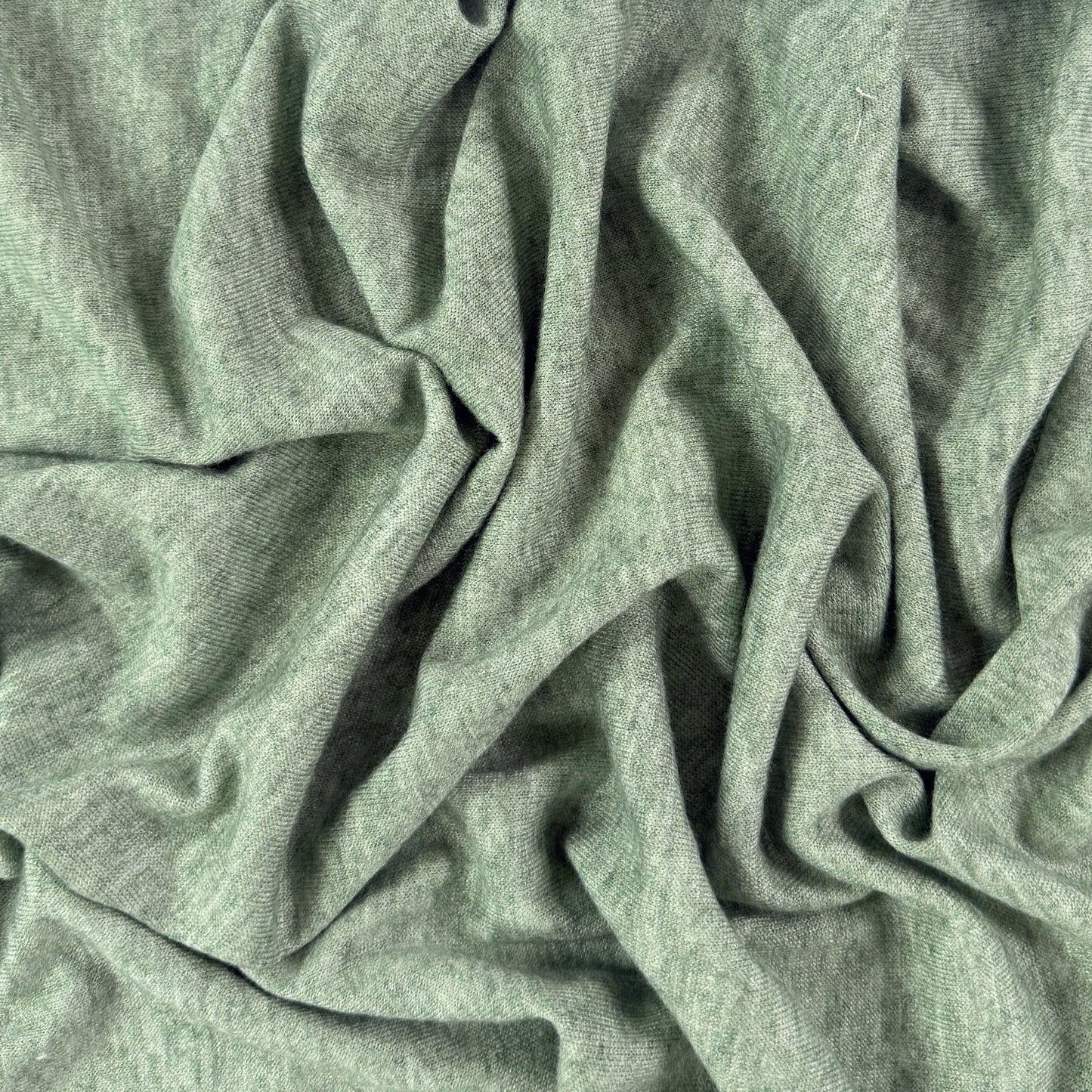 Rayon Cotton Sweater Knit  - Heathered Green - Deadstock