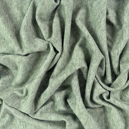 Rayon Cotton Sweater Knit  - Heathered Green - Deadstock